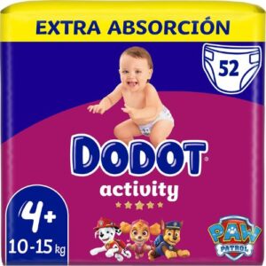 Dodot Activity Talla 4+ Extra Absorción (10-15 kg) Paquete de 52 Pañales