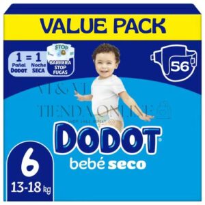 Dodot Bebé Seco Talla 6 (13-18 kg) Pack de 56 pañales