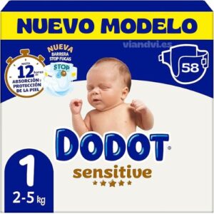 Dodot Sensitive Talla 1 (2-5 kg) Paquete de 58 pañales