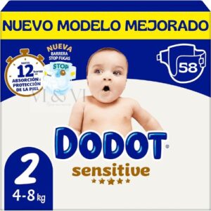 Dodot Sensitive Talla 2 (4-8kg) Pack 58 Pañales