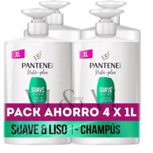 Pantene Suave y Liso Nutri-Plex Champú Mega Pack Ahorro 4 Litros