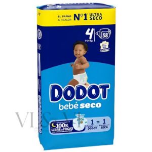 Dodot Bebé Seco Talla 4 (9-14kg) Paquete de 58 pañales
