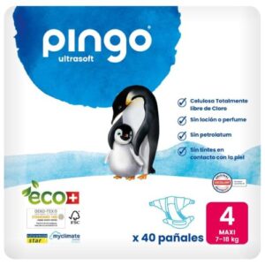 Pingo Pañales Ecológicos Talla 4 (7-18kg) Pack de 40 pañales