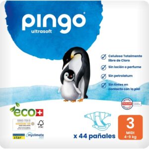 Pingo Pañales Ecológicos Talla 3 (4-9kg) Pack de 44 pañales
