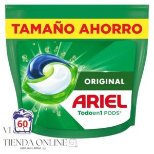 Ariel Pods Todo en 1 Bolsa de 60 Cápsulas de Detergente