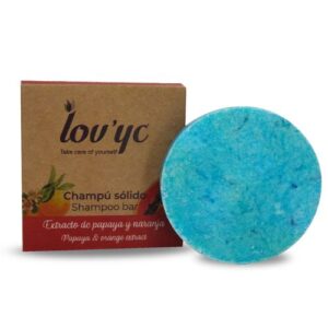 Lov'yc Champú Sólido con Extracto de Papaya y Naranja 50 g  Antioxidante, Hidratante y Purificante