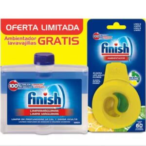 Finish Limpiamáquinas 250ml + Finish Ambientador Lima Limón