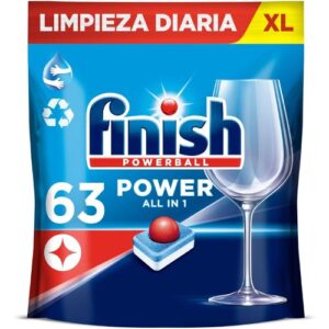 Finish Powerball All in One Pastillas para Lavavajillas Bolsa de 63
