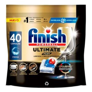Finish Ultimate Plus Limpieza y Brillo Intensivos 40 cápsulas para Lavavajillas
