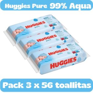 Huggies Pure Toallitas para bebé 99% Agua Pack de 3 x 56 toallitas