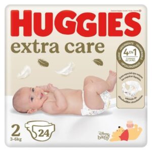 Huggies Extra Care Talla 2 (3-6 kg) Pack de 24 Pañales