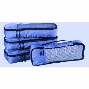 Juego de 4 cubos organizadores de viaje, tamaño mediano, color azul