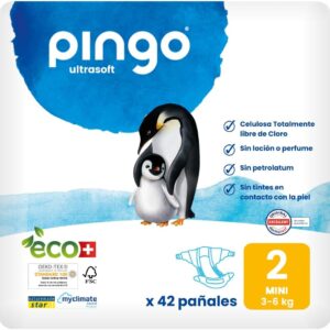 Pingo Pañales Ecológicos Talla 2 (3-6kg) Pack de 42 pañales