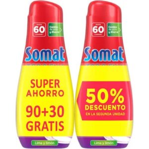 Somat Todo en 1 Gel para Lavavajillas Pack 2 x 60 Dosis