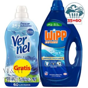 Wipp Limpieza Profunda Gel Azul (35 Lv) + Vernel Suavizante Concentrado (60 Lv)